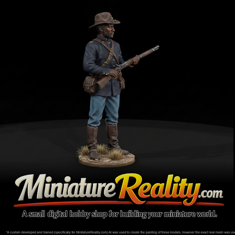 Hero Buffalo Soldier Trooper miniature, three-quarter view