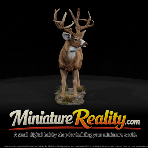 Animal Mule Deer Buck miniature, three-quarter view