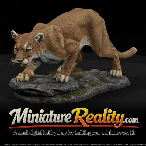 Animal Mountain Lion miniature, three-quarter view