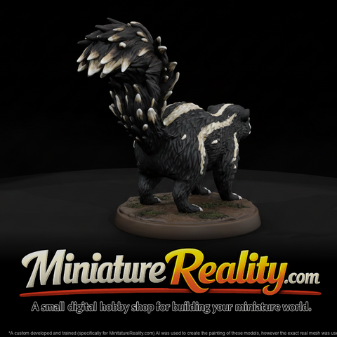 Animal Striped Skunk miniature, three-quarter view