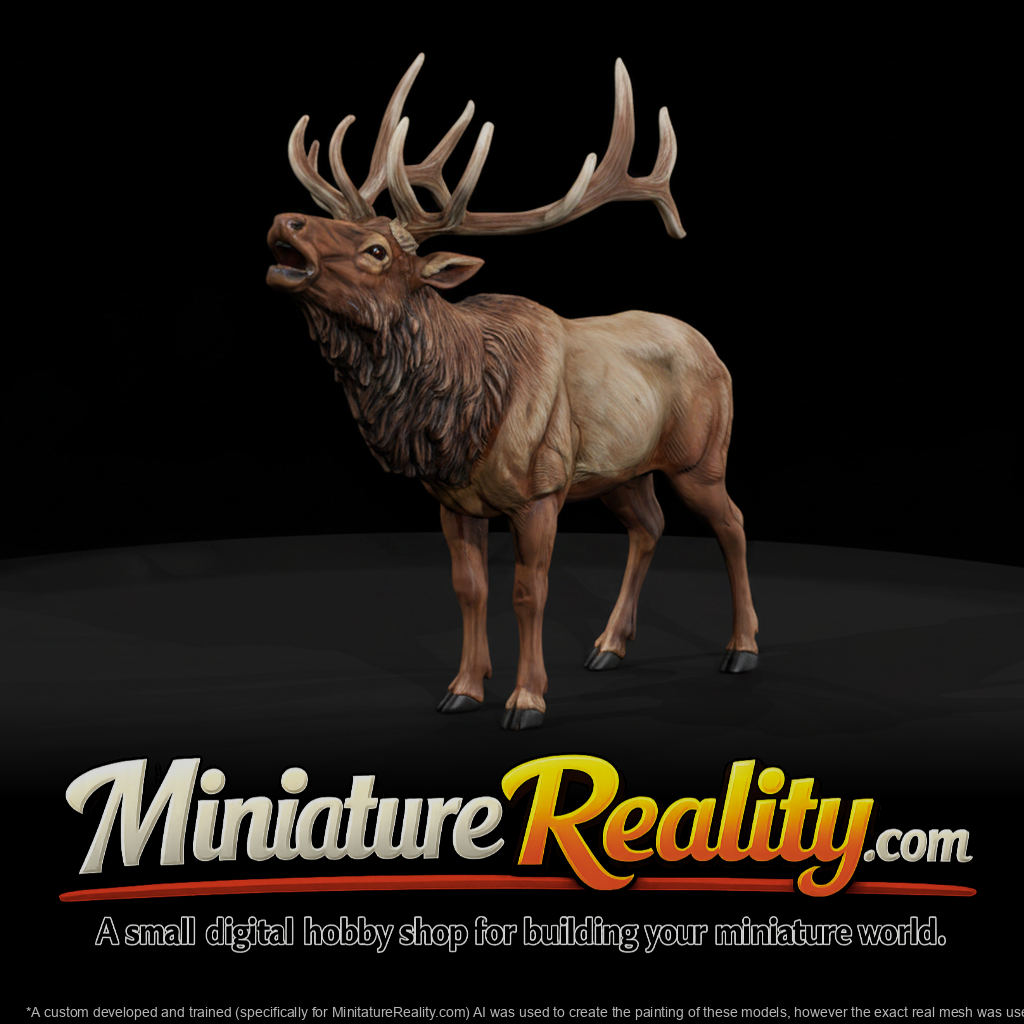 Animal Elk miniature, three-quarter view