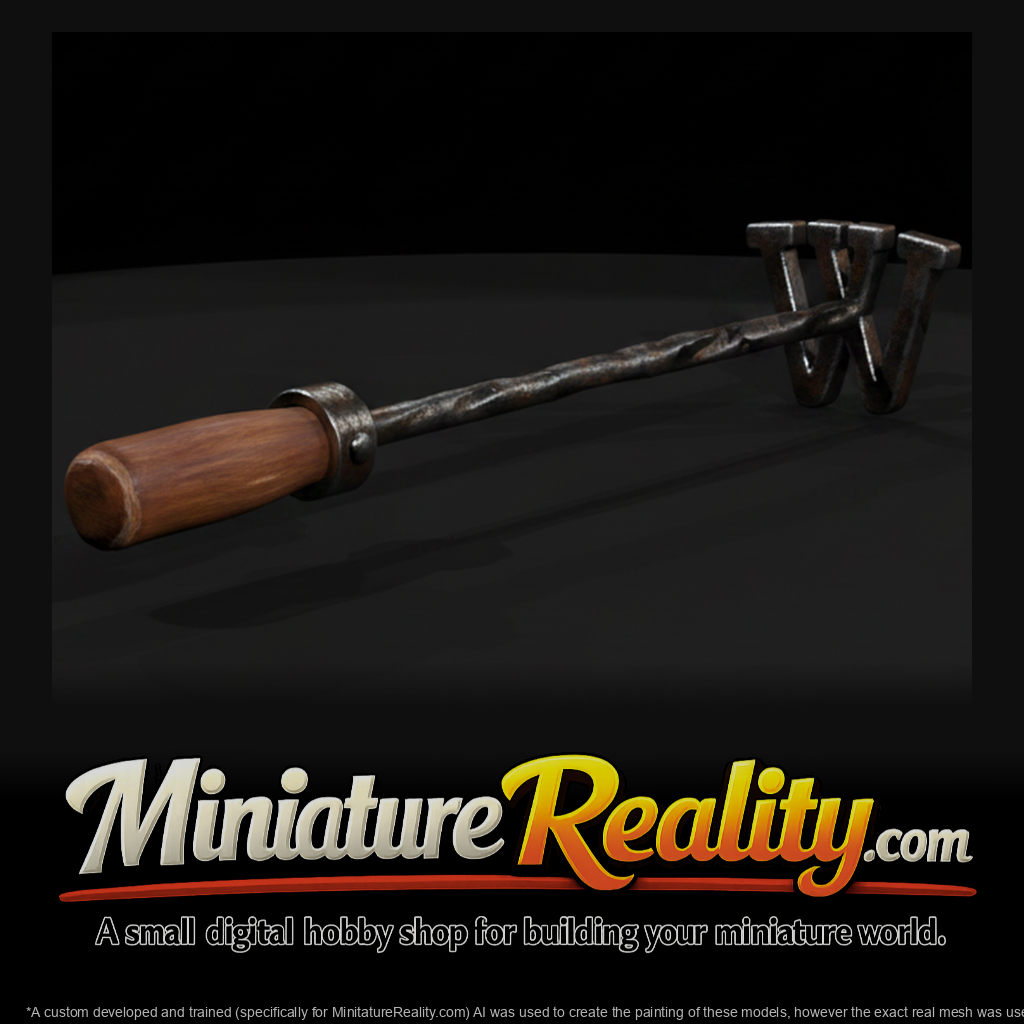 Cattle Branding Iron miniature, three-quarter view