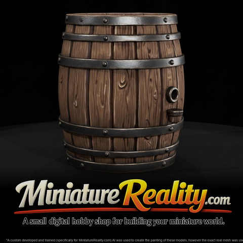 Item Wooden Barrel Keg miniature, three-quarter view