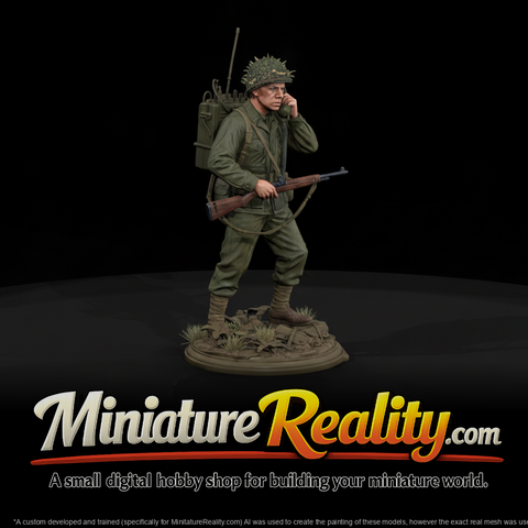 WWII Marine Radioman with Field Phone miniature, three-quarter view