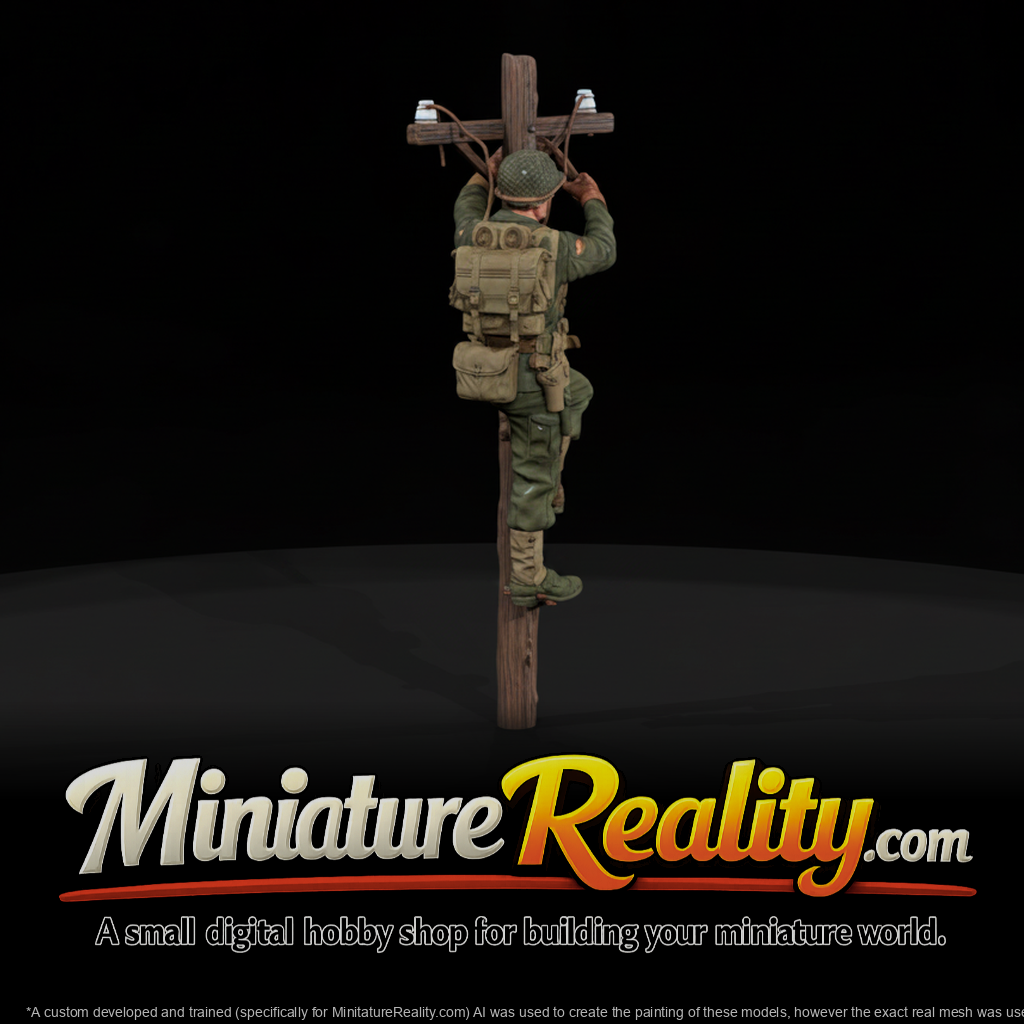 United States Army Signal Corps Lineman miniature, three-quarter view